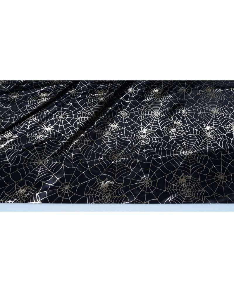 Black satin silver spider web design 150 cm high