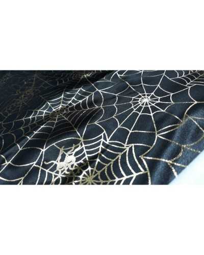 Black satin silver spider web design 150 cm high