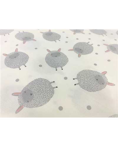 Striped fabric gray sheep with white background 150 cm high