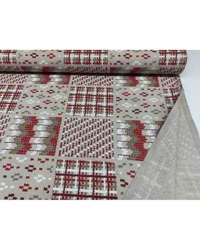 50 cm Panama Fabric Upholstery Printed Small Hearts Geometric Shabby red 280 cm high