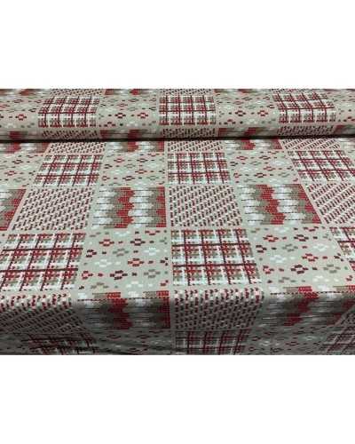 50 cm Panama Fabric Upholstery Printed Small Hearts Geometric Shabby red 280 cm high