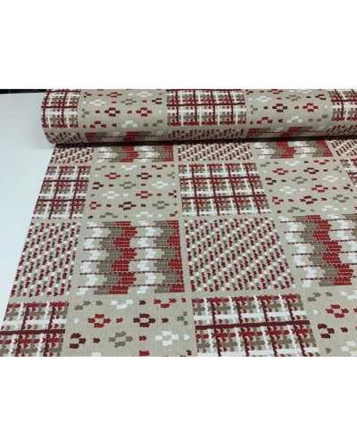 50 cm Panama Fabric Upholstery Printed Small Hearts Geometric Shabby red 280 cm high