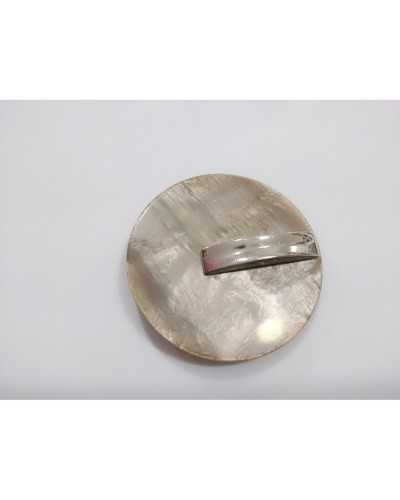 Round Mother of Pearl Button with Polished Silver Steel Shank Size 54