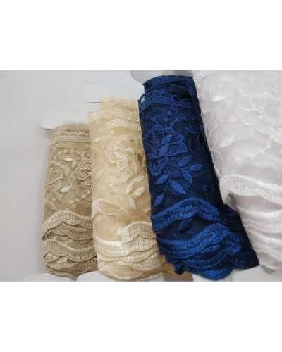 Tulle Ricamato Pizzo Fiori Smerlato Alto 11 Cm.