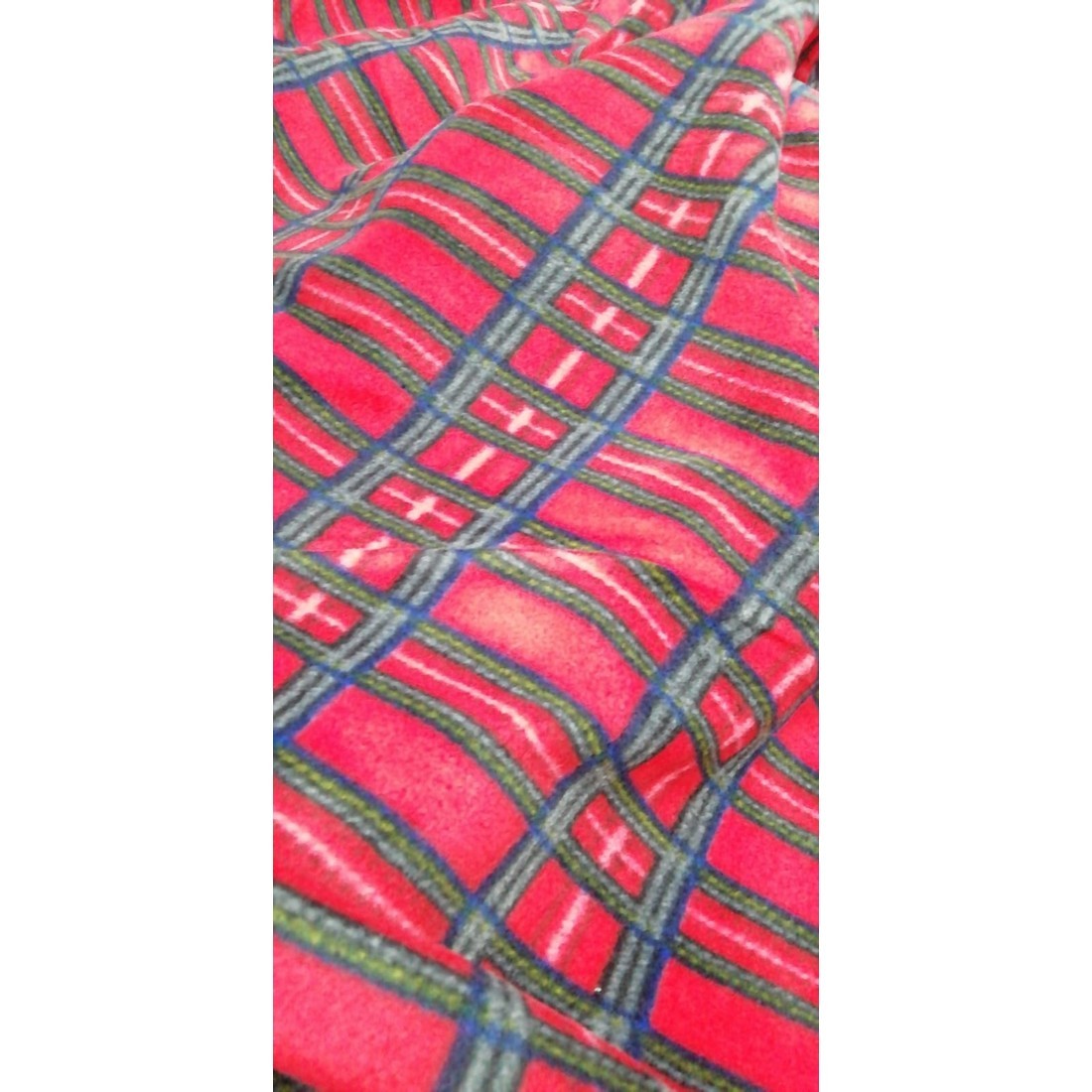 50 Cm Tessuto Pile Scozzese Fondo Rosso Tartan Alto 150 Cm