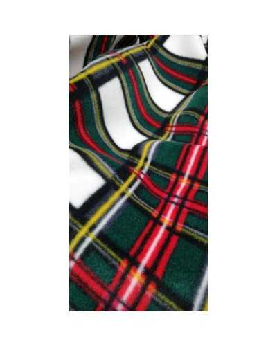 50 Cm White Scottish Tartan Antipilling Fleece Fabric 150 Cm High