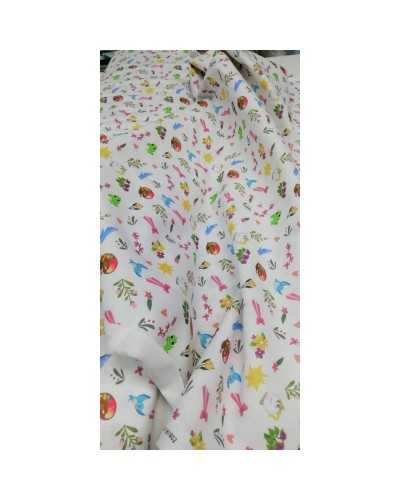 50 Cm White Cotton Fabric Fantasy Print Small High 150 Cm