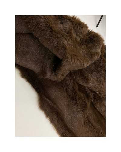 50 Cm Faux Brown Faux Fur Fabric Gold Lurex Hair 150 Cm High