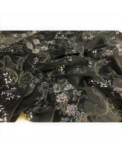 50 Cm Elastic Velvet Fabric Silk Type Flowers Print 150 Cm High