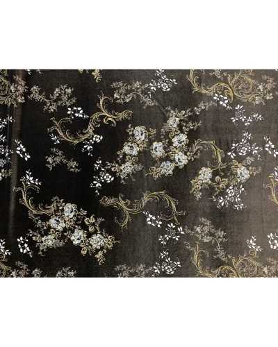 50 Cm Elastic Velvet Fabric Silk Type Flowers Print 150 Cm High