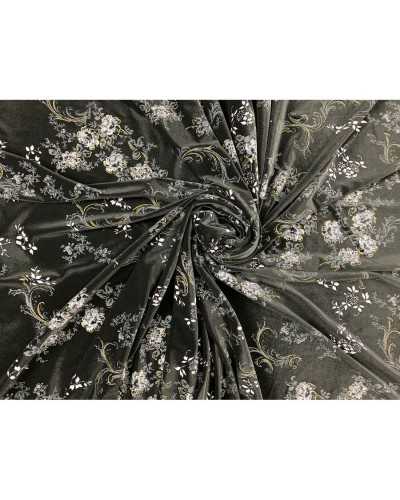 Glossy bi-elastic velvet fabric printed devorè flowers 150 cm high