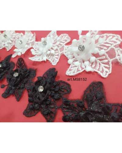 50 Cm Trimmings Flowers Star Embroidered Strass 5 Cm high