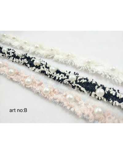 Passementerie Mode Chanel Modèle Perle Cover Point Blanc Goujon Fixe 15 mm de haut