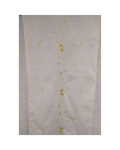 50 CM LINEN CURTAIN FABRIC FLOWER EMBROIDERED RAMAGE 60 CM HIGH