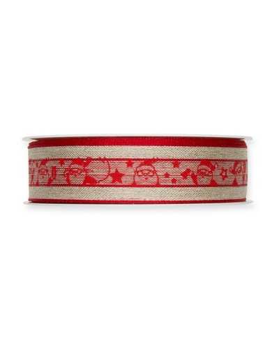 15 Mt Trimmings Christmas Ribbon Santa Claus Linen 25 Mm High