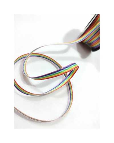 Pasamanería Grosgrain Cinta Raya Arco Iris Paz 5 Mm Alto