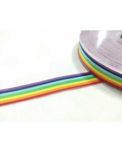 Passementerie Ruban Gros Grain Rayure Rainbow Peace 16 Mm De Haut