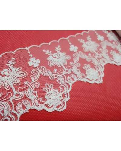 Trimmings Tulle Lace Cream Flowers Scalloped High 75 Mm