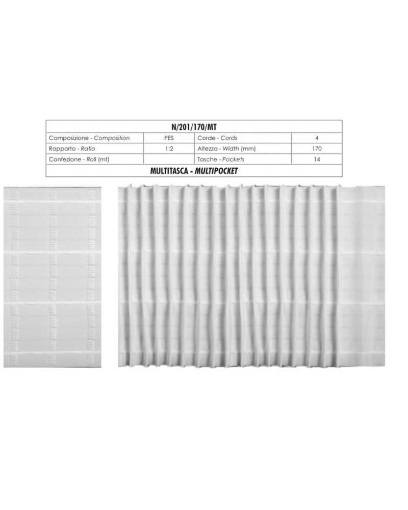 Cordon de serrage polyester 4 fils multi-poches blanc de 17 cm de hauteur