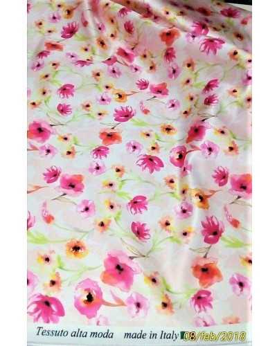 Tissu en pure soie imprimé numériquement motif floral avec rose 150 cm de haut