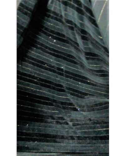 Black Velvet Fabric Horizontal Striped Gold Thread Lurex High 150 Cm