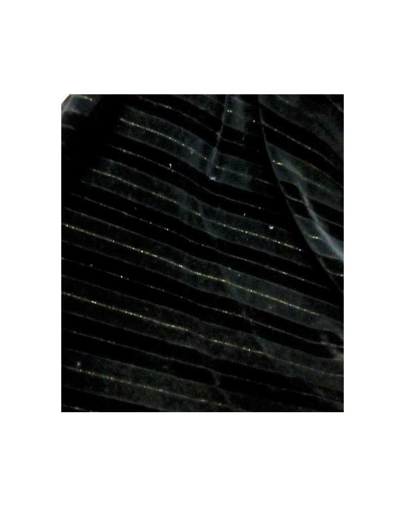 Tela Terciopelo Negro Rayas Horizontales Hilo Dorado Lurex Alto 150 Cm