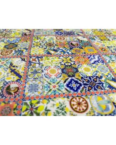 50 Cm Majolica Printed Microfiber Fabric H 150