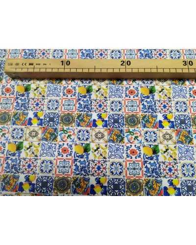 50 Cm Majolica Printed Microfiber Fabric H 150