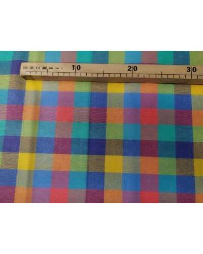 50 Cm Tessuto Puro Cotone Tovagliato Scozzese Multicolor Tinto Filo H 140