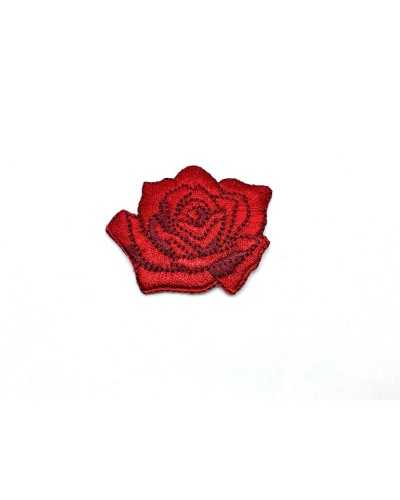 Application Patch Thermoadhésif Fleurs Roses Brodées Couleur Unie 5x4 Cm