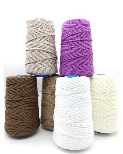 Macrame Cord 4 Mm Cotton Rope Braided Twine 3 Strands 500 GR 130 Mt