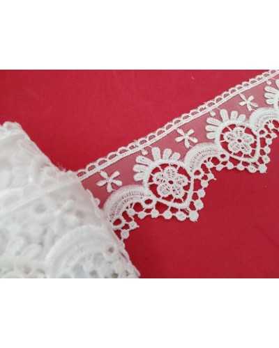 Passamaneria Pizzo Macramè Organza Punta Ricamo Bianco Fiore Alto 6 Cm