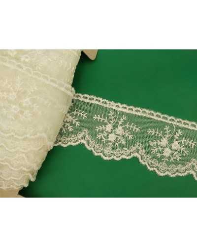 Pizzo Merletto Tulle Ricamato Fiore Smerlato Alto 6 Cm