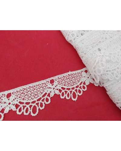 Encaje macramé Punto blanco Encaje festoneado Círculos de flores 2,5 cm de alto