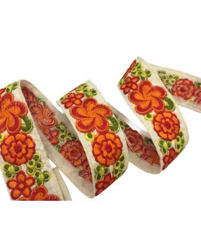 50 cm Garnitures Cloison Gallon Fleur Brodé Orange Haut Bord 35 Mm