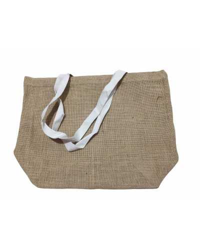 Anse Sac Jute Ruban Coton Naturel 48x15x39