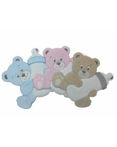 Thermoadhesive Application Velvet Embroidery Patch Baby Bear Bottle 14x13 Cm