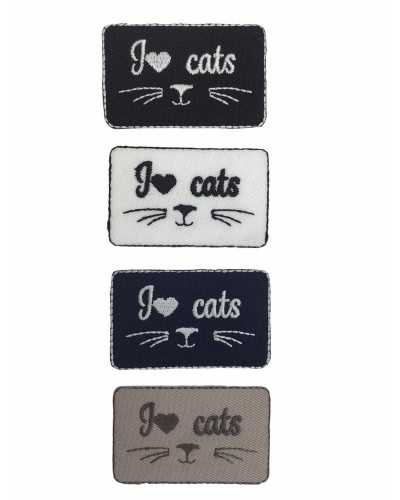 Application Cat Patch Thermoadhesive Embroidered I love Cats 5x3 Cm