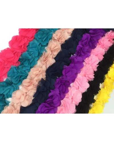 50 cm Passementerie Fleurs Cousu Ruban Tissu Georgette 14 Pièces 6 Cm De Haut