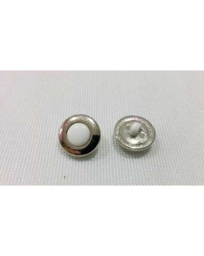 White Enamelled Steel Button with Plastic Shank