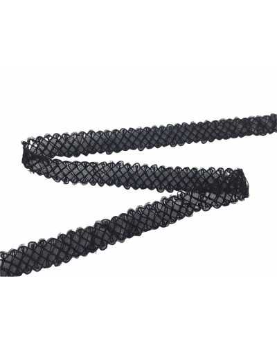 Passementerie Couverture Point Cloison Travaillée Organza Noir Haut 15 Mm