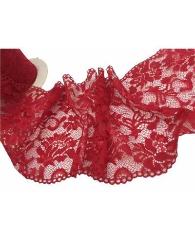 Passementerie Dentelle Bi-élastique Dentelle Rouge Cloison Festonnée Haut Cm 18