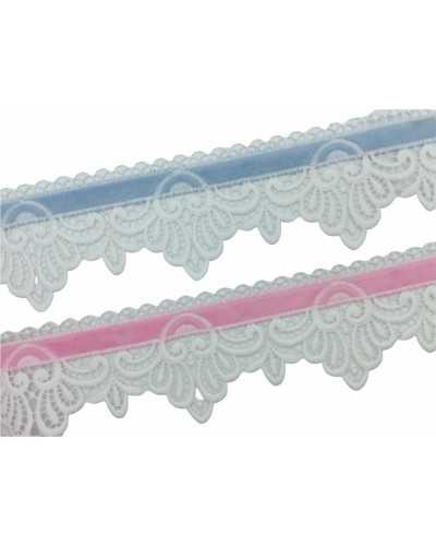 Passementerie Dentelle Macramè Bord Velours Coton Blanc 75 Mm De Haut