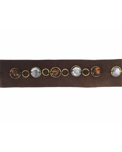 Passementerie Ruban Marron Recouvrement Pierres Cousues Anneaux Cousus 3 Cm De Haut