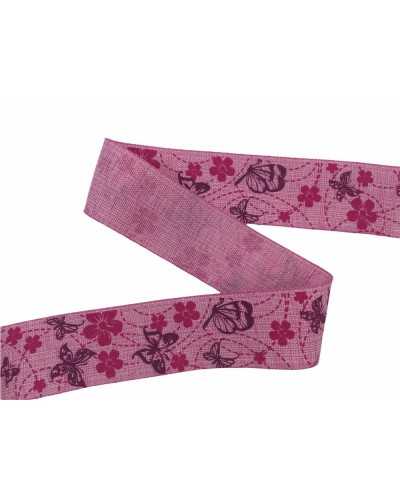 Passementerie Ruban Fuchsia Tableau Toile Papillon Fleur Haut 4 Cm