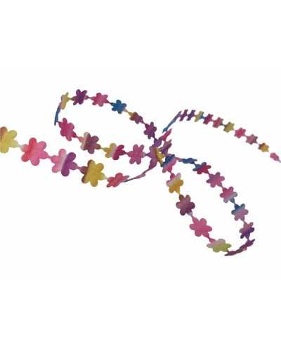 Passementerie Satin Fleurs Multicolores Découpable Haut 8 Mm