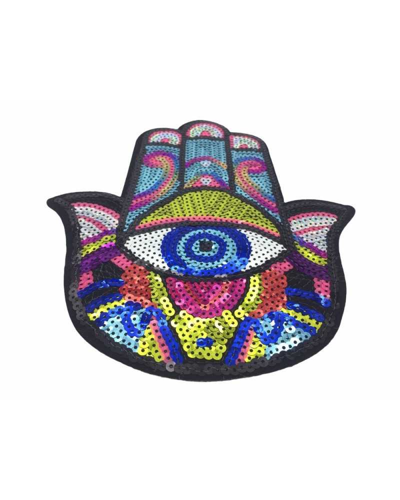 Hand Evil Eye Sequin Patches Iron on Sew on Large Embroidery