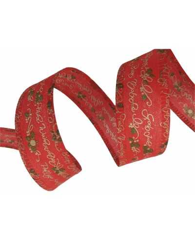 2 Mt Christmas Ribbon Trimmings Printed TNT White Red 4 Cm High