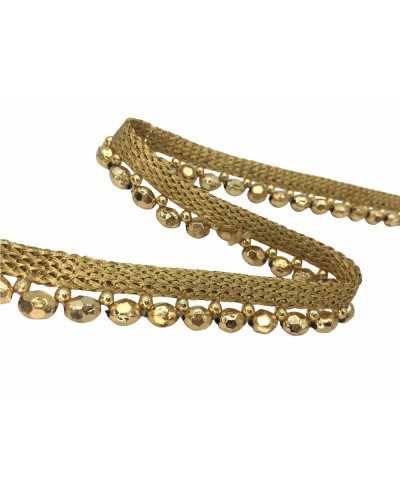 Gold Trimmings Chives Ribbon Faceted Pearls 12 Mm High