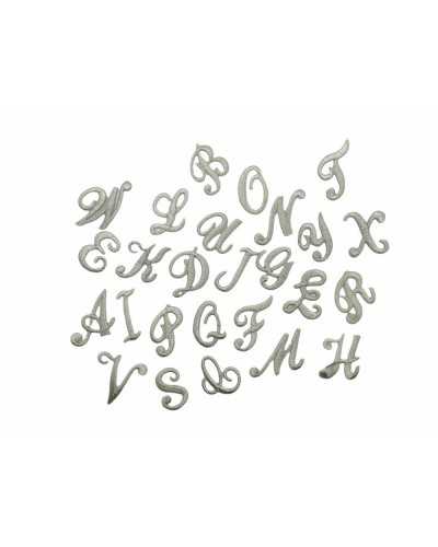 Application Letter Alphabet Iron-on Embroidery Satin Stitch Italics Marbet High 25 Mm Col. Silver